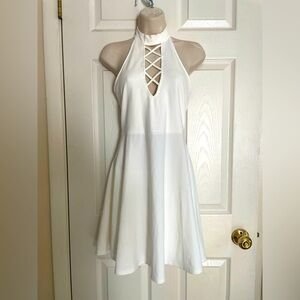 Express Little White Halter‎ Dress Size Small